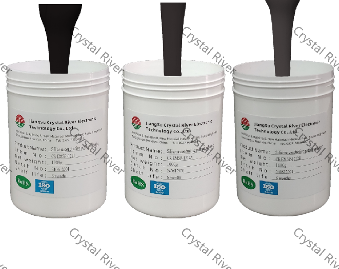 Silicone conductive potting adhesive